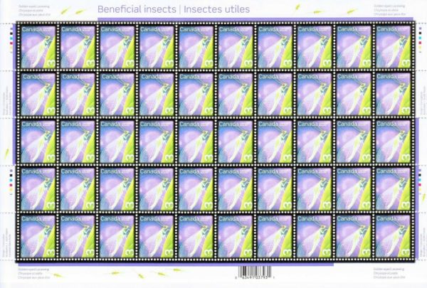 Canada SHEET Stamp #2235   with error #2235a - Golden-eyed Lacewing (2007) 3¢