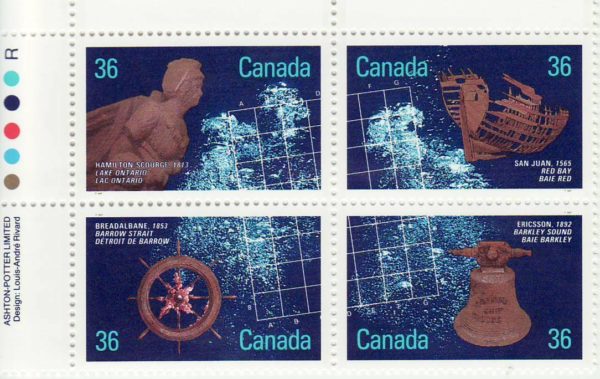 Canada PB#1144a - Shipwrecks (1987) 4 x 36¢ Se-tenant block (1141-1144)