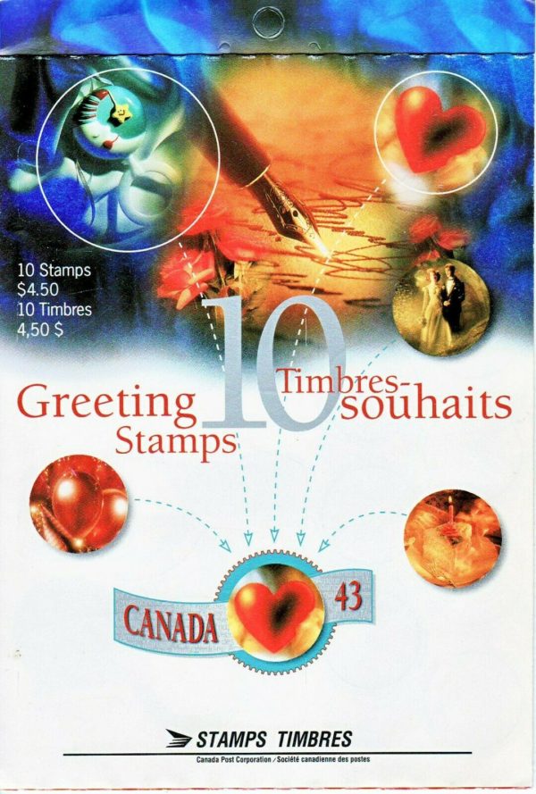 CANADA Sc# (BK166) 1508a GREETINGS Booklet of 10 self-adhesive stamps 1994 MNH